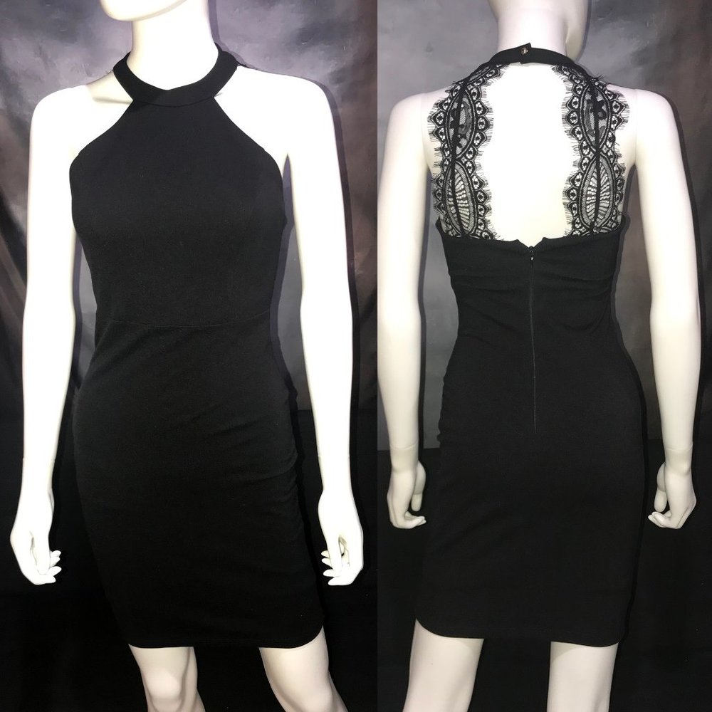 Lulus Black Mini Dress Lace Accents on back